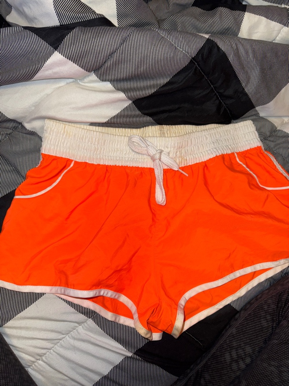 OP Bright Orange Athletic Drawstring Shorts with White Trim